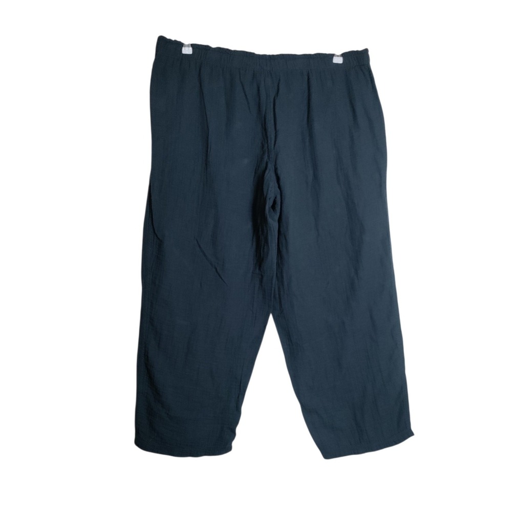 Coldwater Creek Womens XXL Navy Blue Cotton Gauze Elastic Waist Crop Pants 6024